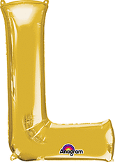Gold Letter "L" Shaped Mylar Supershape Balloon 34 Inch